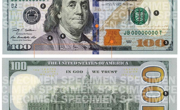 Mỹ lưu hành tờ 100 USD mới và những dấu hiệu nhận biết thật giả