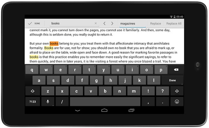Google Drive trên Android cho tìm kiếm và thay thế chữ viết