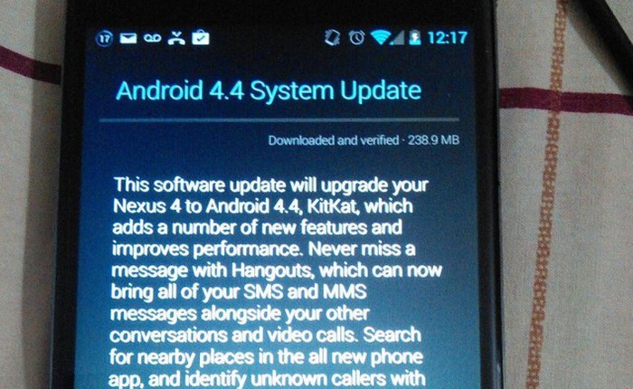 Nexus 4 chính thức được lên đời Android 4.4