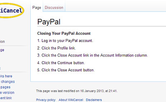 WikiCancel - Tra cứu cách xóa tài khoản cá nhân trực tuyến