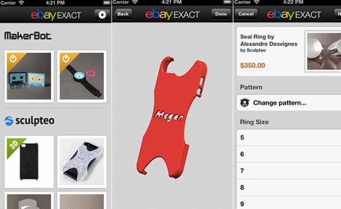 eBay Exact: Ứng dụng mới cho iOS chuyên mua sản phẩm làm từ máy in 3D