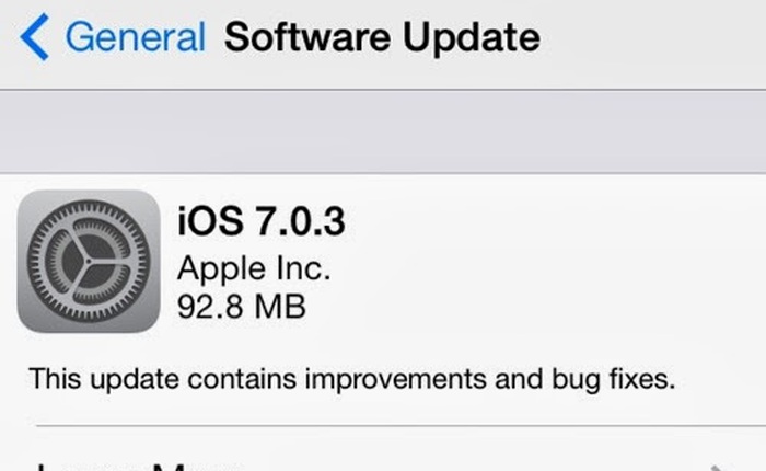 Apple âm thầm cập nhật phiên bản mới iOS 7.0.3 sửa lỗi iMessage