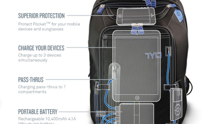 Tylt Energi: Ba lô tích hợp pin siêu tiện cho người đi du lịch