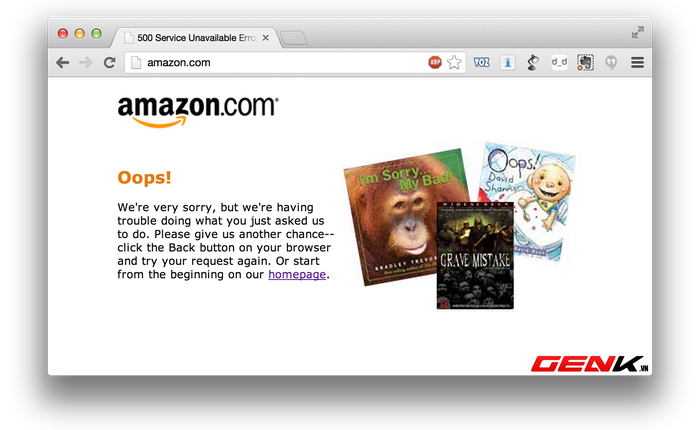 Trang chủ Amazon bất ngờ bị gián đoạn (cập nhật: đã hoạt động trở lại)