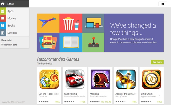 Google Play Store nền web được làm mới theo phong cách Android