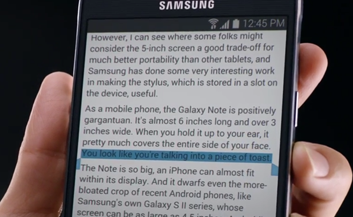 Samsung chế giễu iPhone 6 Plus bắt chước Galaxy Note 4
