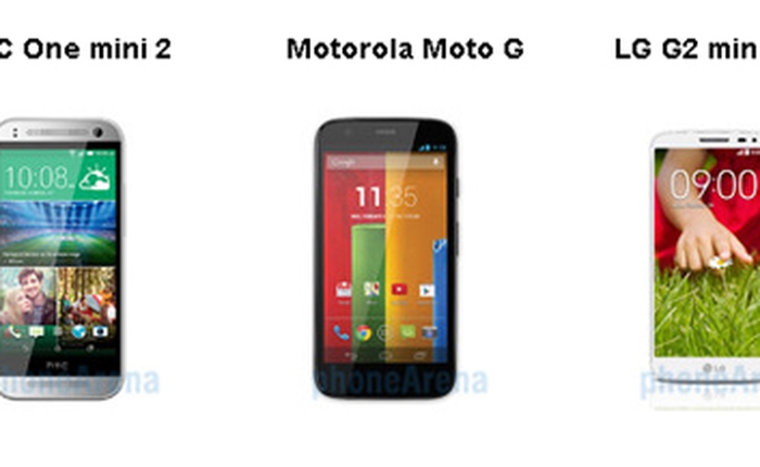 HTC One mini 2 , Moto G và LG G2 mini đọ cấu hình