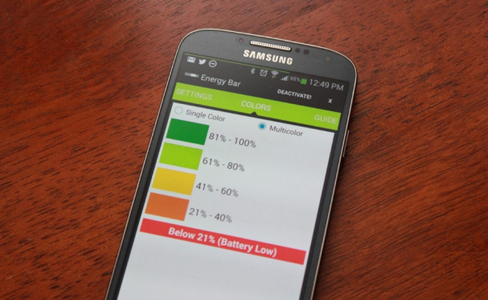 Energy Bar - Thêm thanh hiển thị dung lượng Pin chi tiết cho Android