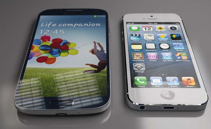 Samsung thiết kế mặt trước Galaxy S4 hiển thị nội dung nhiều hơn iPhone 5s
