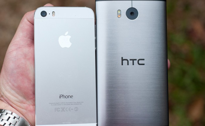 Hình ảnh so sánh HTC One 2014 và iPhone 5s