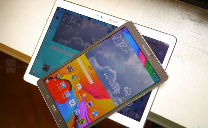 So cấu hình của bộ đôi Galaxy Tab S cùng iPad Air và iPad mini Retina