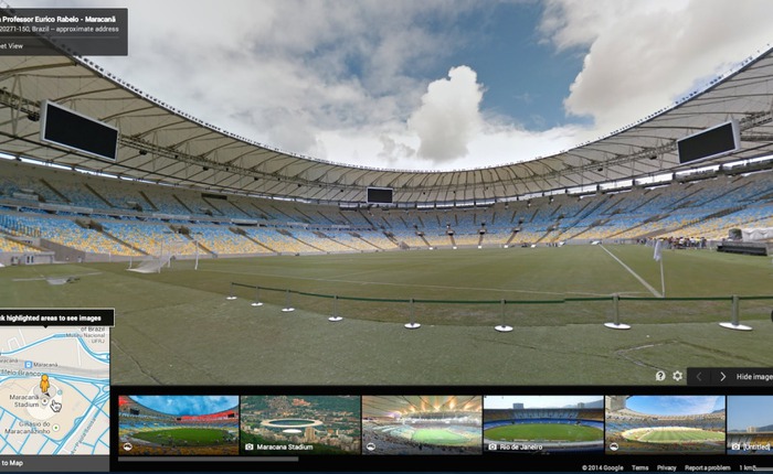 Dịch vụ Google Street View cho phép khám phá 12 sân vận động tổ chức World Cup 2014
