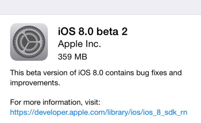 Apple phát hành bản cập nhật iOS 8 beta 2 tới nhà phát triển