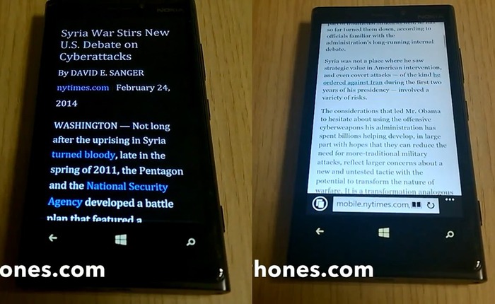 Hé lộ video trải nghiệm tính năng mới của IE 11 trên Windows Phone 8.1