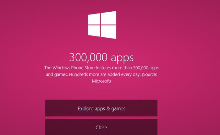 Windows Phone Store cán mốc 300.000 ứng dụng