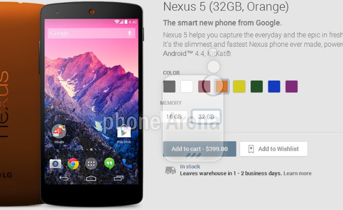 Hé lộ loạt sắc màu trẻ trung cho Nexus 5