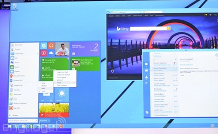 Windows 8.1 có Menu Start kiểu mới với Live Tile sinh động