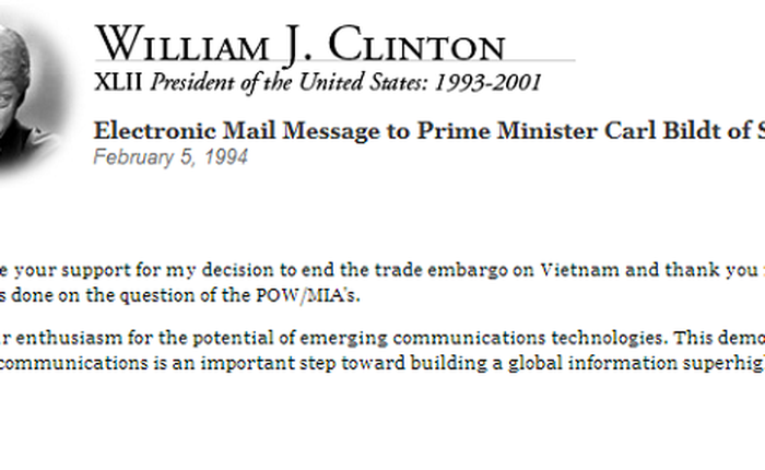 Email đầu tiên giữa hai nguyên thủ trên thế giới là về Việt Nam