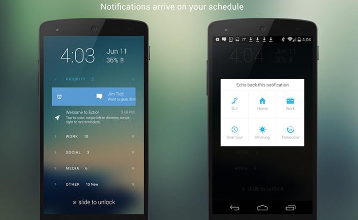 Ứng dụng Echo Lockscreen thay thế cho trình thông báo mặc định của Android