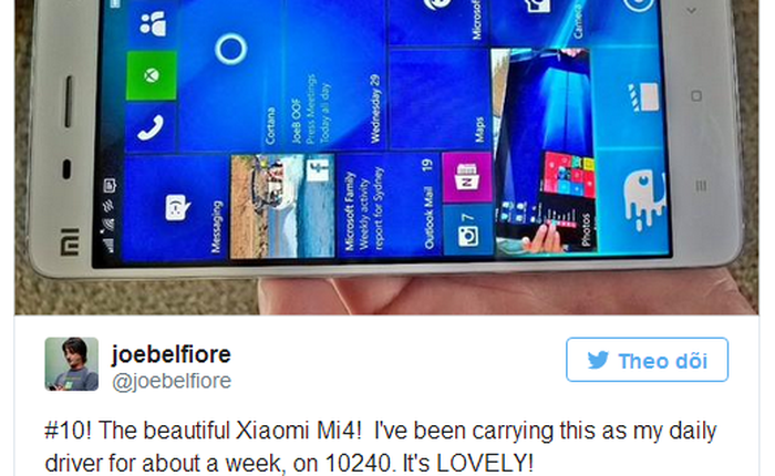 Sẽ có Windows 10 Mobile trên Xiaomi Mi 4 vào tháng 11