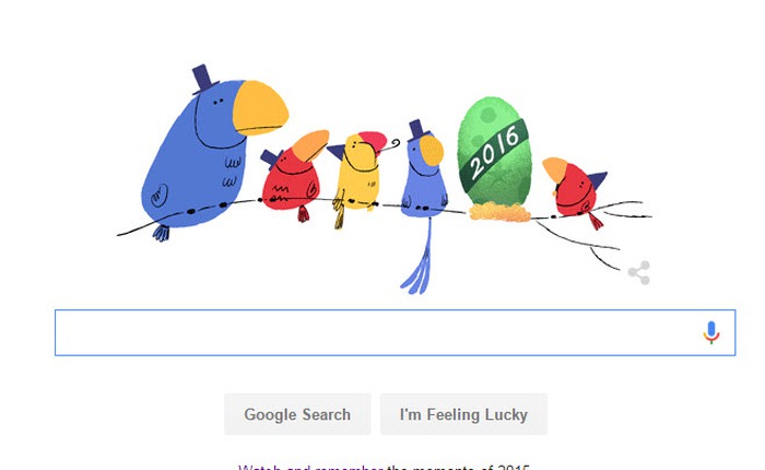 Google chào năm mới 2016 bằng một doodle “siêu đáng yêu”