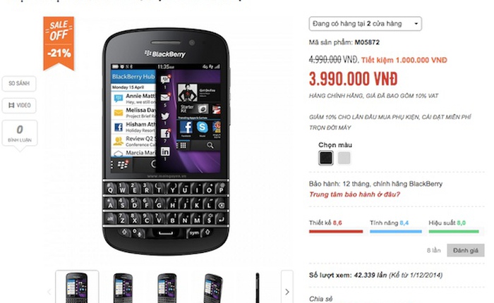 BlackBerry liên tục giảm giá tại Việt Nam