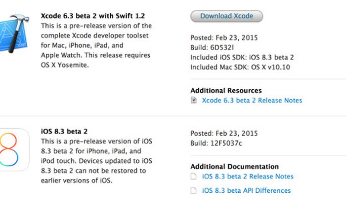 Apple phát hành iOS 8.3 beta 2 cho lập trình viên