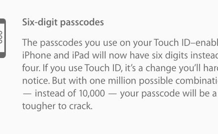 iOS 9 sẽ dùng mật khẩu 6 số cho iPhone, iPad