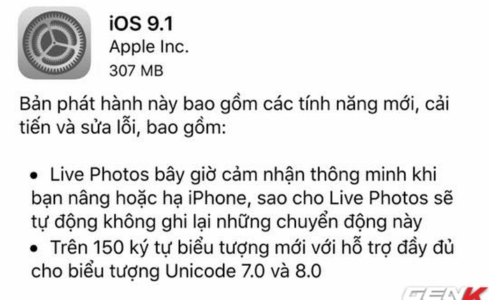 Apple tung ra iOS 9.1 chính thức, bổ sung Emoji, cải thiện Live Photos