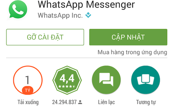 Mark Zuckerbeg "nở mày nở mặt" khi Whatsapp vượt mốc 1 tỷ lượt tải lên Google Play