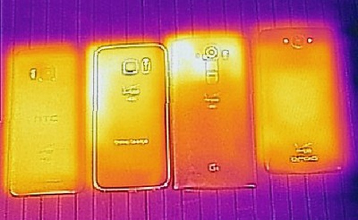 So sánh nhiệt độ của HTC One M9, Samsung Galaxy S6 edge, LG G4 và Droid Turbo bằng camera nhiệt Flir One