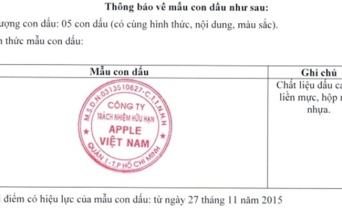 "Nhập gia tùy tục", Apple Việt Nam công bố mẫu con dấu