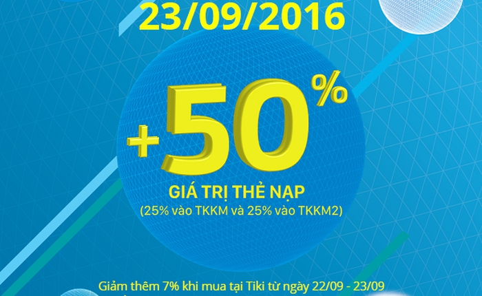 Còn gì bằng khi đã được Vina khuyến mãi 50% lại được Tiki giảm thêm đến 7% nạp thẻ online