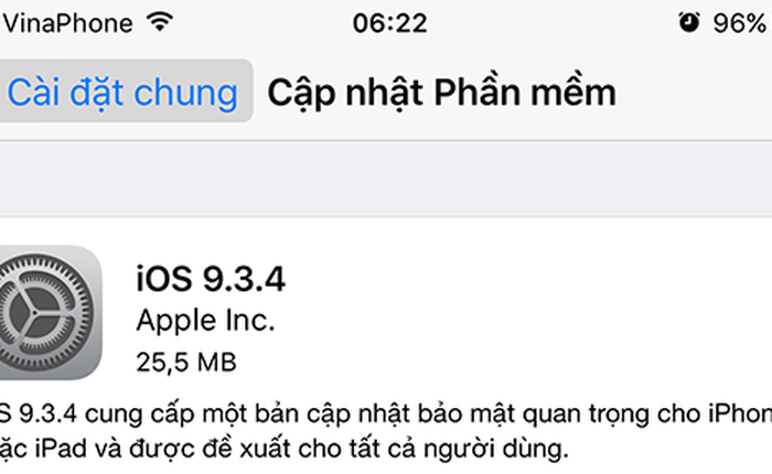 Apple phát hành iOS 9.3.4 sửa lỗi bảo mật nghiêm trọng trên iPhone, iPad