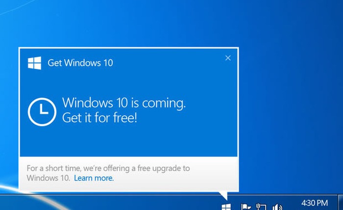 Sợ người dùng không nhìn thấy, Microsoft phóng thông báo nâng cấp Windows 10 ra toàn màn hình