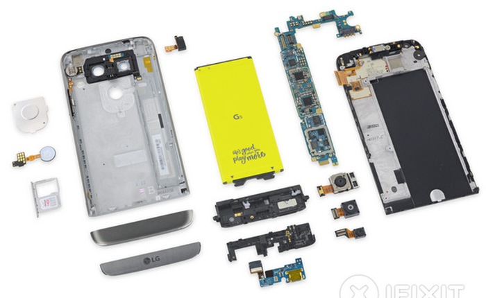iFixit mổ bụng LG G5: ít keo, dễ sửa chữa cực kì, mã tên Alice quá dễ thương
