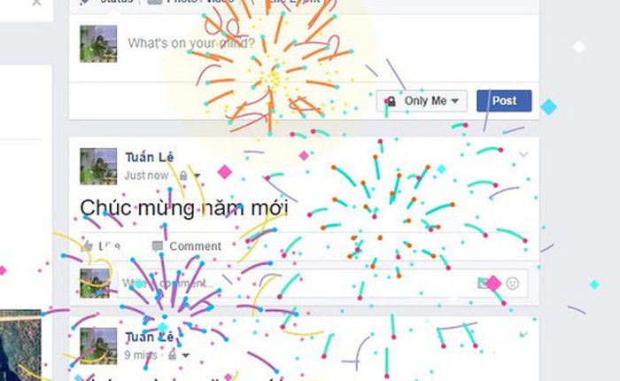 Facebook bất ngờ bắn pháo bông khi người dùng gõ "Chúc mừng năm mới"