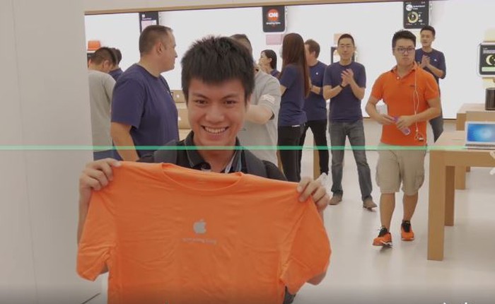 Hơn 1.000 iFan tập trung chào mừng Apple Store thứ sáu khai trương ở Hồng Kông