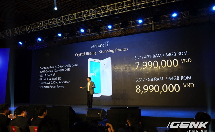 ZenFone 3 tại Việt Nam: RAM 4 GB, bộ nhớ 64 GB, giá từ 7,99 triệu
