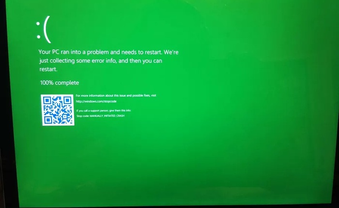 Lỗi "màn hình xanh" trên Windows giờ đây sẽ là màu Xanh Lá, không còn màu xanh của Điện Máy Xanh