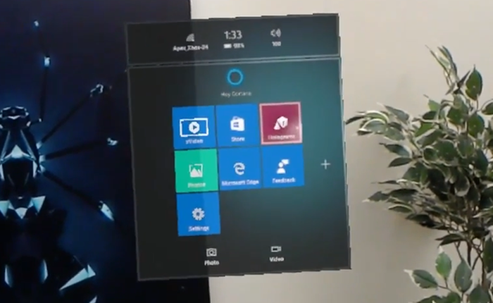 Thiết bị tương tác ảo HoloLens của Microsoft có Start Menu giống hệt Windows 8
