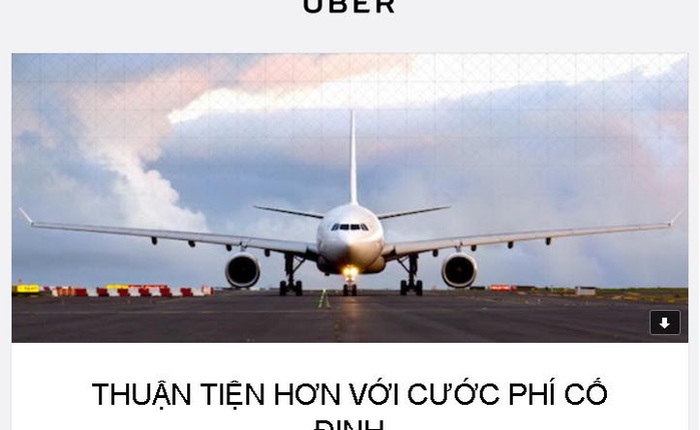 Uber ra mắt gói cước 250.000 VNĐ từ Hà Nội đến sân bay Nội Bài hoặc ngược lại