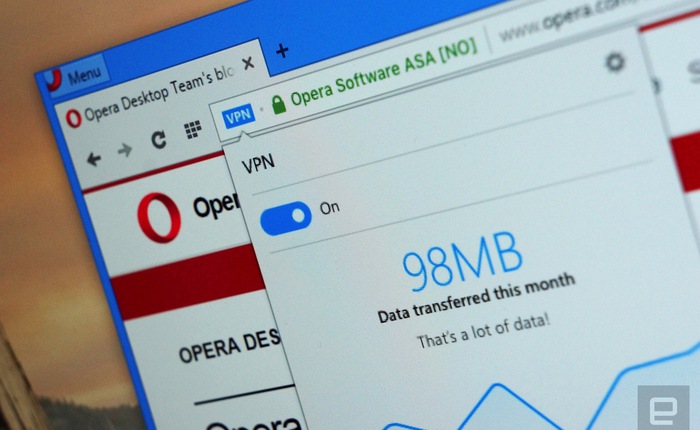 Opera trở thành trình duyệt đầu tiên tích hợp mạng riêng ảo VPN