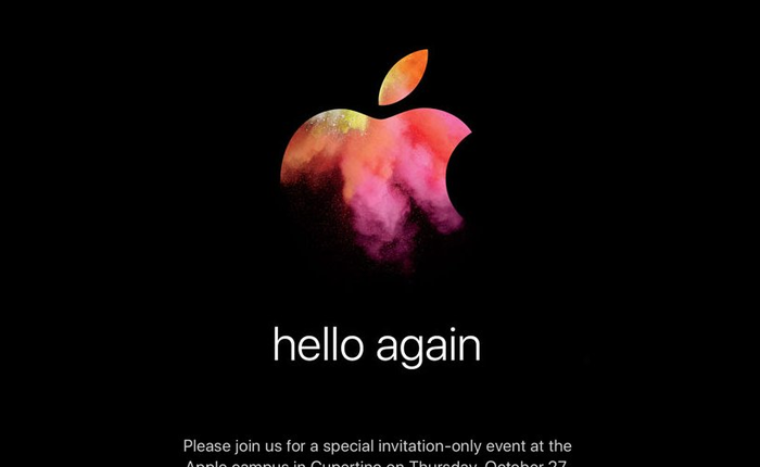 Apple gửi thư mời sự kiện ra mắt Macbook mới 27/10 với thông điệp "hello again"
