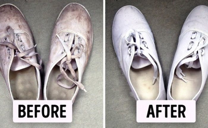 "Tắm trắng" giày thể thao chỉ với 3 bước cực đơn giản sau