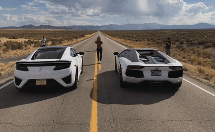 Xem siêu xe Lamborghini Aventador 691 mã lực đọ sức cùng "xe lai" Acura NSX 573 mã lực