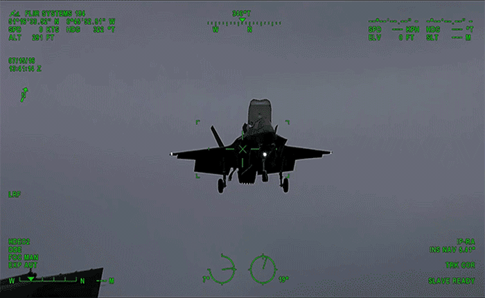 Thước phim ấn tượng chiến đấu cơ F-35B hạ cánh thẳng đứng được quay bằng camera ảnh nhiệt