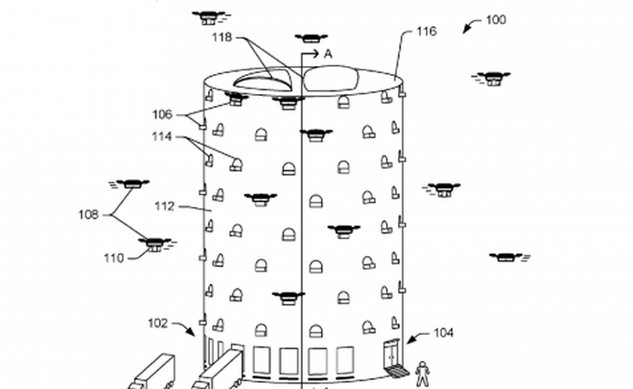 Amazon đăng ký ý tưởng dự án kho hàng dạng "tổ ong" để drone chuyển hàng phân phối và hạ cánh