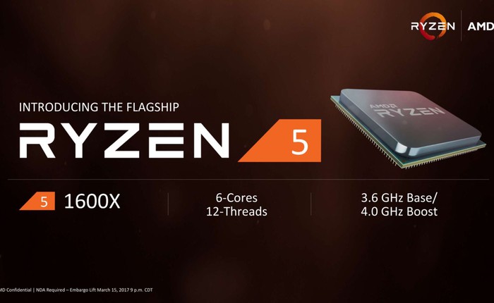 AMD Ryzen 5 ra mắt: 4 nhân 8 luồng, giá chỉ từ 169 USD