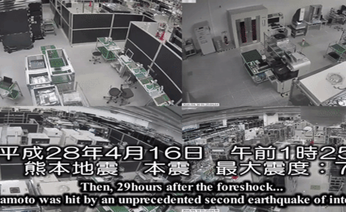Xem lại cảnh nhà máy sản xuất cảm biến Sony bị tàn phá tan hoang sau trận động đất Kumamoto